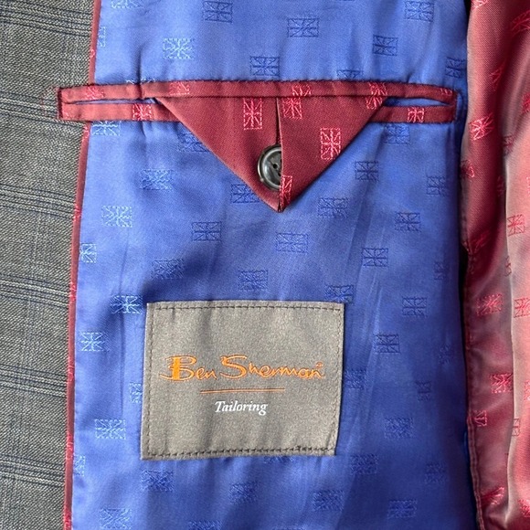 New Ben Sherman Bexley Windowpane Suit | 40R / 34W | Dark Gray Stretch Wool - Picture 11 of 16